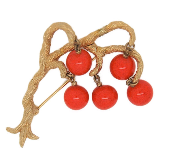 Marvella Fruit Orange Dangles Tree Vintage Figural Brooch