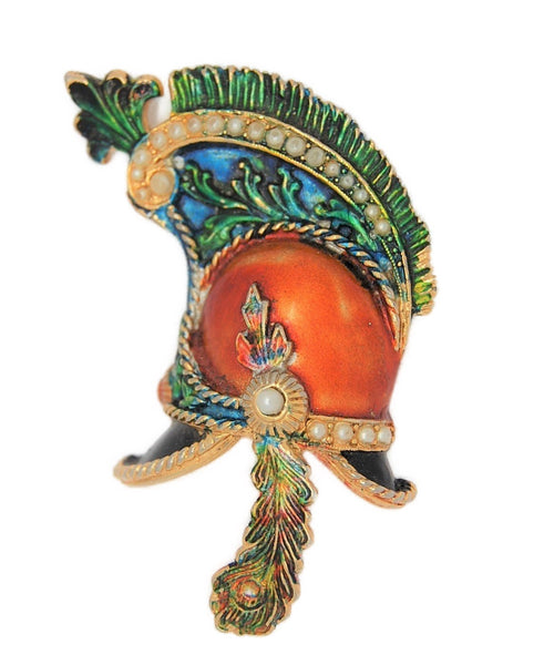 ART Helmet Carabinieri Roman Warrior Vintage Figural Pin Brooch
