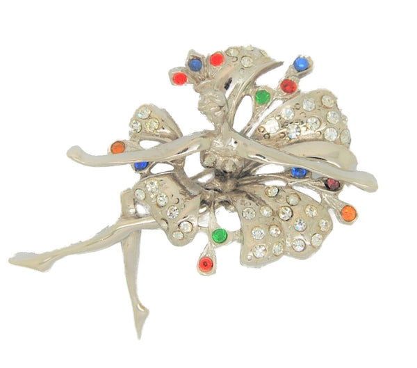 Art Deco Dancing Ballerina Large Vintage Costume Figural Pin Brooch