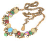 Art Deco Floral Multi Shapes Stones Pearls Vintage 1940s Necklace