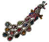 Bauer Big Peacock Japanned MultiStones Vintage Costume Figural Pin Brooch