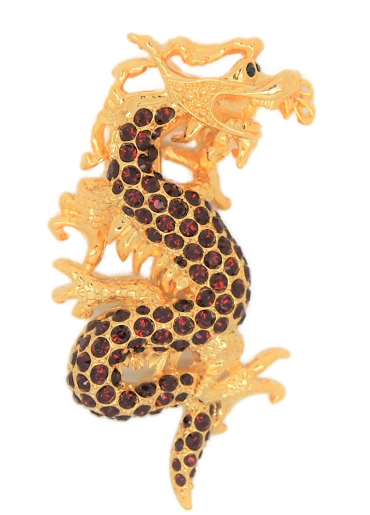 Berebi Dragon Ruby Red Gold Tone Figural Vintage Pin Brooch - MIB