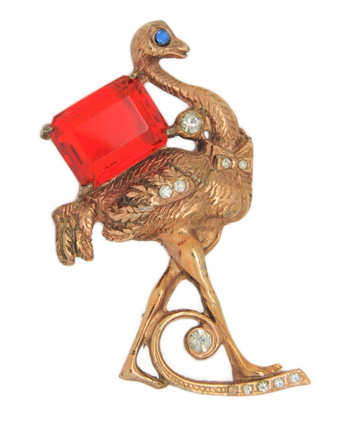 Bauman Massa BM Reinad Ostrich Bird Vintage Costume Figural Pin Brooch