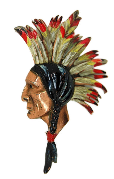 DeMille Rice Weiner Northwest Mounted Police Indian Brave Figural Brooch