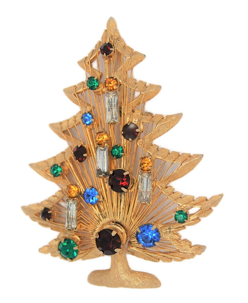 Brooks Christmas Harp and Candle Vintage Holiday Tree Figural Brooch