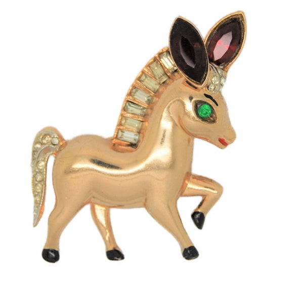 Coro Dancing Donkey Mule Vintage Costume Figural Pin Brooch - Unworn