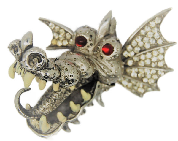 Carnegie Ferocious Toothy Dragon Vintage Figural Pin Brooch -  HTF