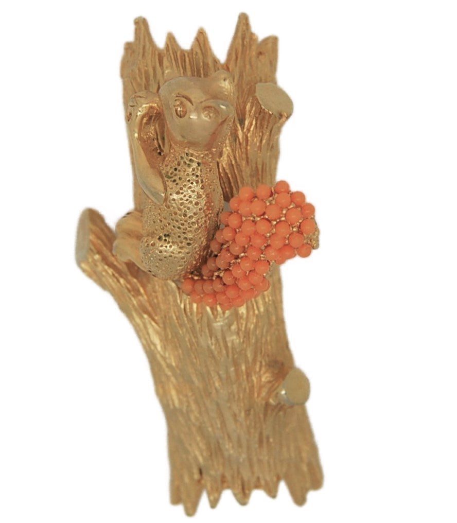Carnegie Squirrel Trembler Tree Vintage Costume Figural Pin Brooch