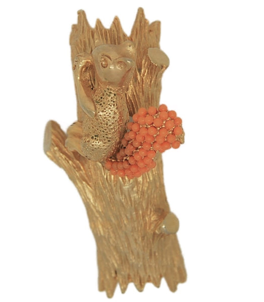 Carnegie Squirrel Trembler Tree Vintage Costume Figural Pin Brooch