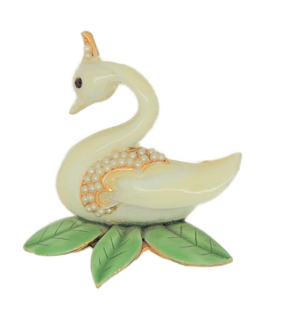 CFW Swan Vintage Costume Figural Pin Brooch