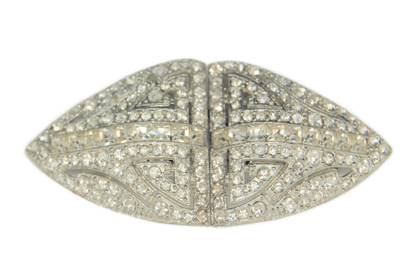 Coro Rhodium Duette Mid-Century Vintage Figural Dress Clips Pin Brooch