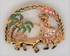Coro Girl in Pink Walking Lion or Panther Vintage Brooch - RARE