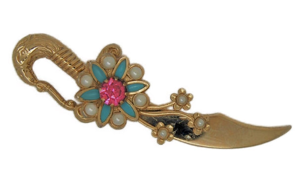 Coro Small Series Swan Hilt Sword Vintage Figural Costume Pin Brooch