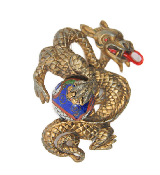 Rice Weiner Dragon Cloisonne Egg Louis C. Mark Vintage Figural Brooch Pin