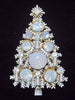 Hollycraft Christmas Candle White Opal Holiday Tree Figural Brooch & Earrings