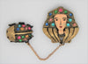 Mosell Egyptian King Tut & Scarab Novelty Vintage Figural Brooch Chatelaine - 1940s