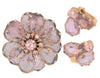 Amethyst Translucent Floral Flower Glass Pin Brooch & Matching Earrings Set
