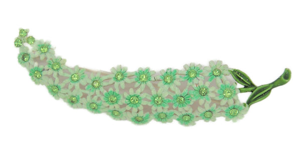 Floral Daisy Spray Green Enamel Vintage Figural Brooch