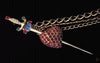 Corocraft Knight & Bleeding Heart Chatelaine A Katz Figural Pin Brooch Set