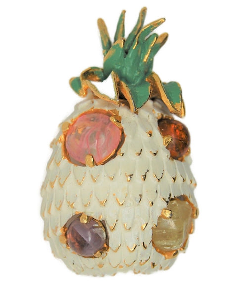 Jeanne Pineapple Fruit Vintage Costume Figural Pin Brooch