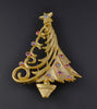JJ Aurora Pink Asymetric Christmas Tree Pin - Mink Road Vintage Jewelry