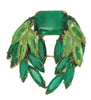 Kramer Luscious Greens Navette Stones Vintage Costume Pin Brooch