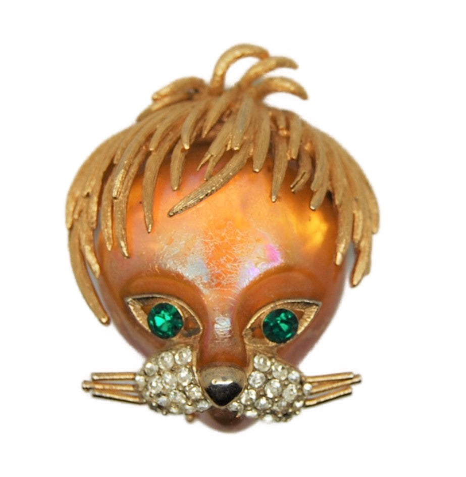 Lisner Circus Translucent Lion Vintage Figural Pin Brooch - RARE