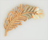 Mandle Gold Plate Rhinestone MOP Feathered Leaf Costume Figural Pin Brooch