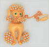 Mandle Pave Pearl Puppy Dog with Hang Pin Leash Vintage Figural Pin Brooch