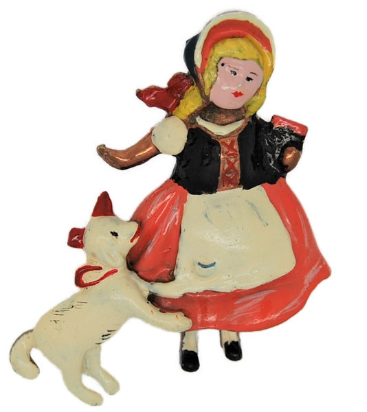 Mary Lamb Pot Metal Nursery Rhyme Vintage Figural Costume Brooch