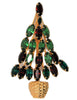 Napier Basket Christmas Tree Red Green Navettes Vintage Figural Pin Brooch