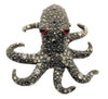KJL Anthracite Black Ruby Eyed Octopus Vintage Costume Figural Pin Brooch