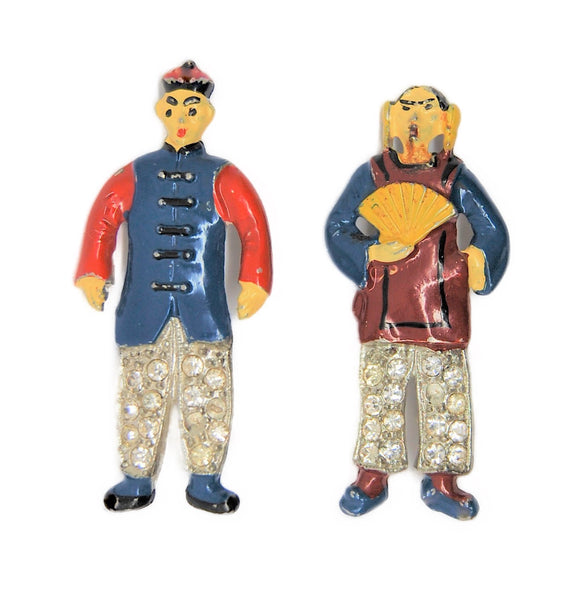 Rice Weiner The Good Earth Wang Lung & O-Lan Movie Figurals Pin Brooch Set