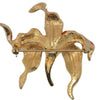 Orchid Enamel & Pearl Gold Tone Vintage Figural Pin Brooch