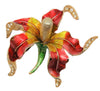 Orchid Enamel & Pearl Gold Tone Vintage Figural Pin Brooch