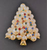 Christmas Tree Lustrous Pearl Rhinestone Figural Brooch 1960s