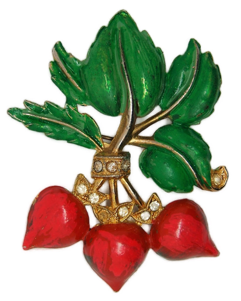 Fred Grey Radish Bunch USA Vintage Figural Pin Brooch