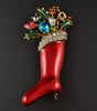 Weiss Red Christmas Stocking Brooch - Mink Road Vintage Jewelry