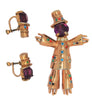 Art Deco Scarecrow Raggedy Man Costume Pin Brooch & Earring Set