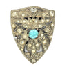 Art Deco Aquamarine & Ice Costume Shield Dress Clip Vintage Pin Brooch
