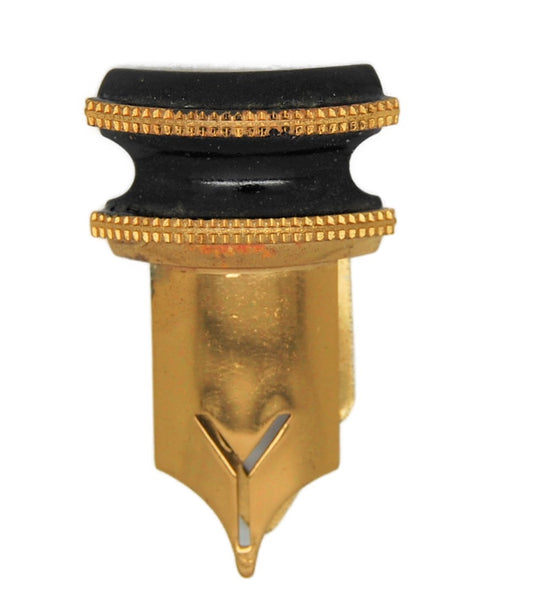 Silson UK Pen Nib Dress Clip Gold Plate & Black Enamel Vintage Figural Brooch