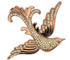 Art Deco Sparrow Rose Gold Pave Rhinestones Vintage Figural Pin Brooch