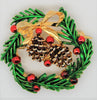 St Labre Christmas Pine Cone Wreath Figural Brooch