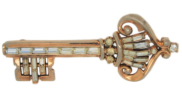 Trifari Crown Alfred Philippe Royal Key Vintage Figural Pin Brooch