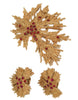 Trifari Ruby Accented Gold Tone Abstract Coral Brooch with Matching Earrings