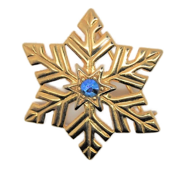 Trifari Holiday Gold Plate Snowflake Vintage Figural Pin Brooch