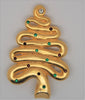 Van Dell Gold Plate Swirl Christmas Tree Vintage Figural Brooch - 1990s