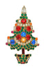 Warner Basket Christmas Candle Tree Rhinestone Vintage Figural Pin Brooch