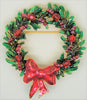 TC Christmas Wreath Ruby Beads and Enamel Vintage Holiday Brooch